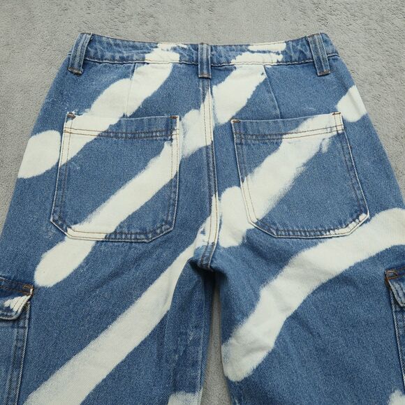 Simple Society Cargo Jeans Juniors Size 5/27 High-Rise Straight Denim 30" Inseam - Picture 13 of 16